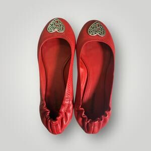 Brighton "Heart" Red Leather Ballet Flats  7.5